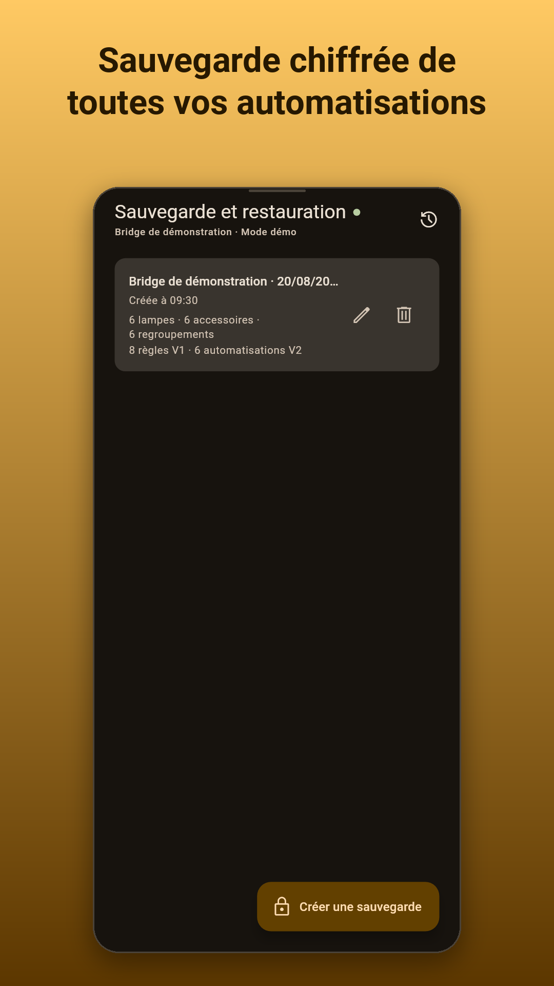 Sauvegarde chiffrée de toutes vos automatisations